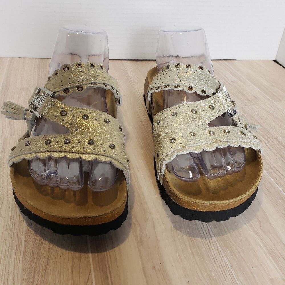 Betula Birkenstock Krystle Gold Leather Sandals Women’s EU 38.5 US 8 Boho Studde - Picture 4 of 8
